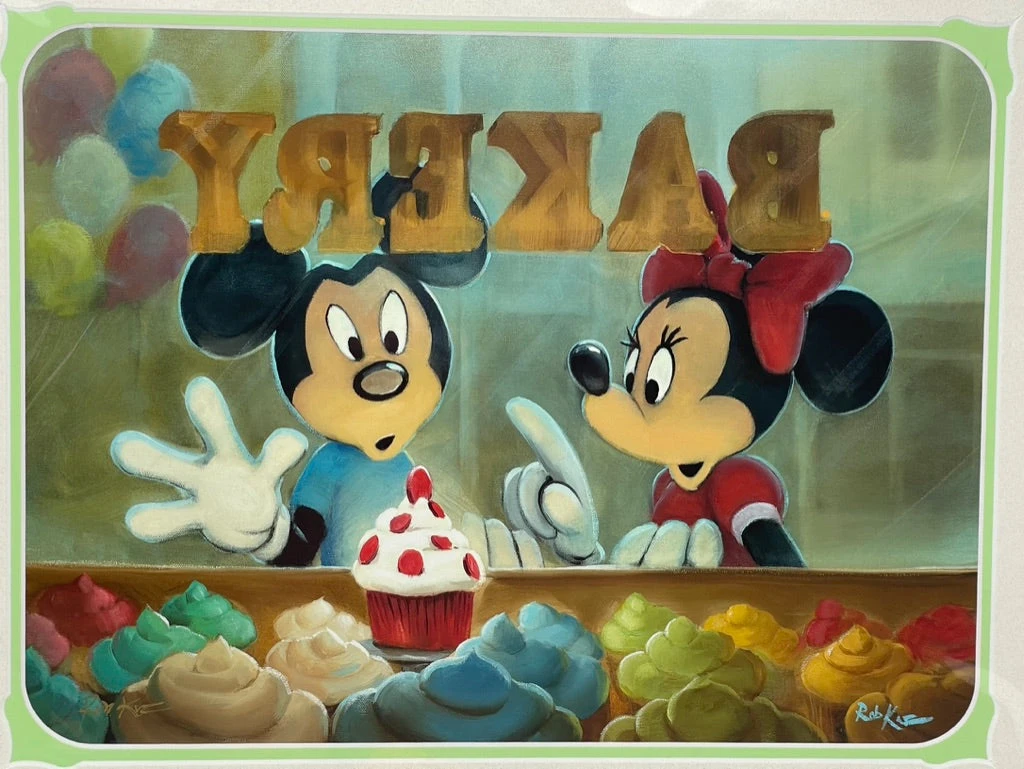 Disney “Baking Them Crazy” Mickey/Minnie 14x18” Matted Print SIGNED Rob Kaz 2 Disney “Baking Them Crazy” Mickey/Minnie 14x18” Matted Print SIGNED Rob Kaz - Image 2