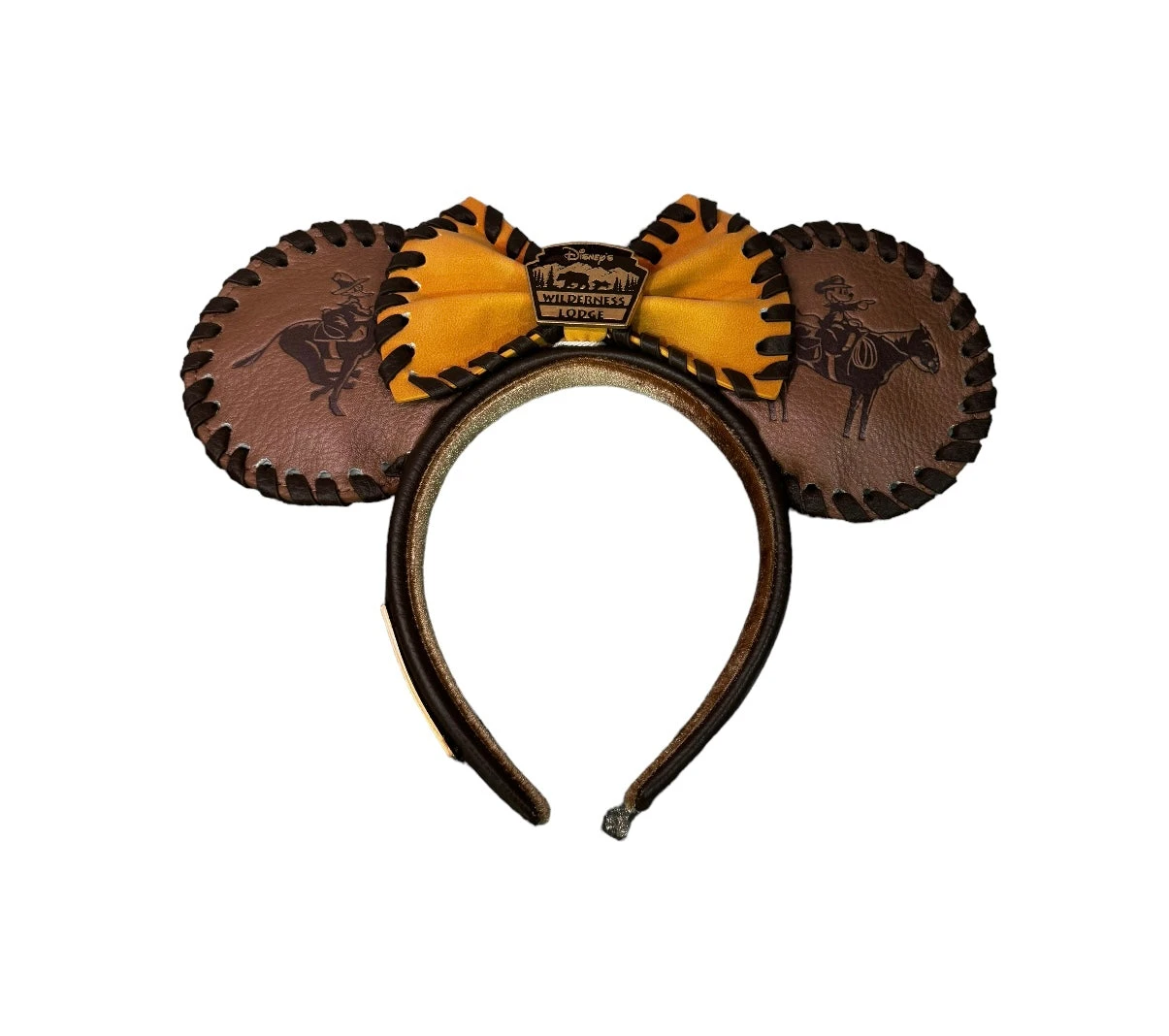 Disney Wilderness Resort Lodge Mickey Donald Embossed Loungefly Ear Headband 1 Disney Wilderness Resort Lodge Mickey Donald Embossed Loungefly Ear Headband