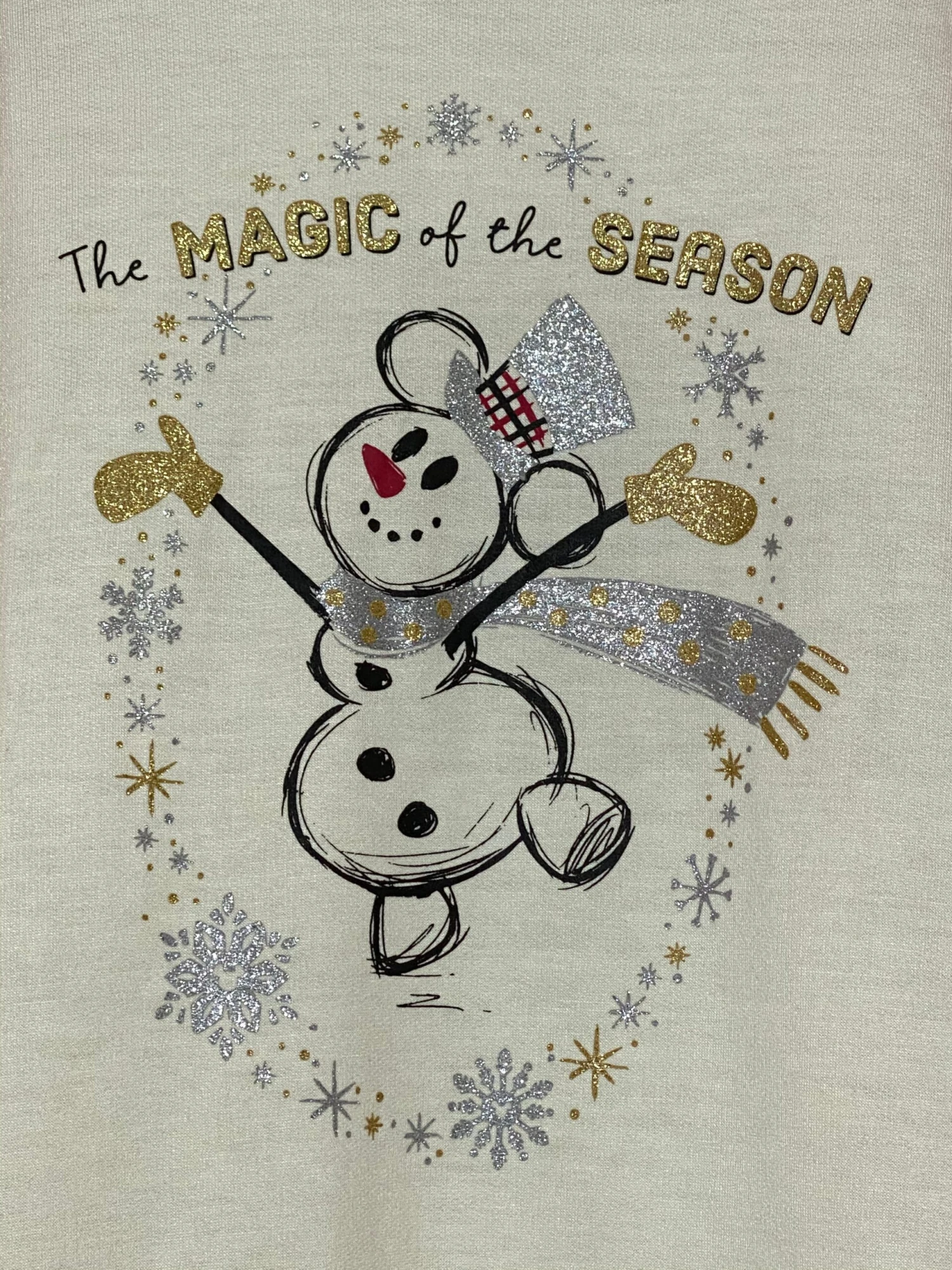 Disney Mickey Mouse Christmas Silver And Gold Raglan T-Shirt For Women 2 Disney Mickey Mouse Christmas Silver And Gold Raglan T-Shirt For Women - Image 2