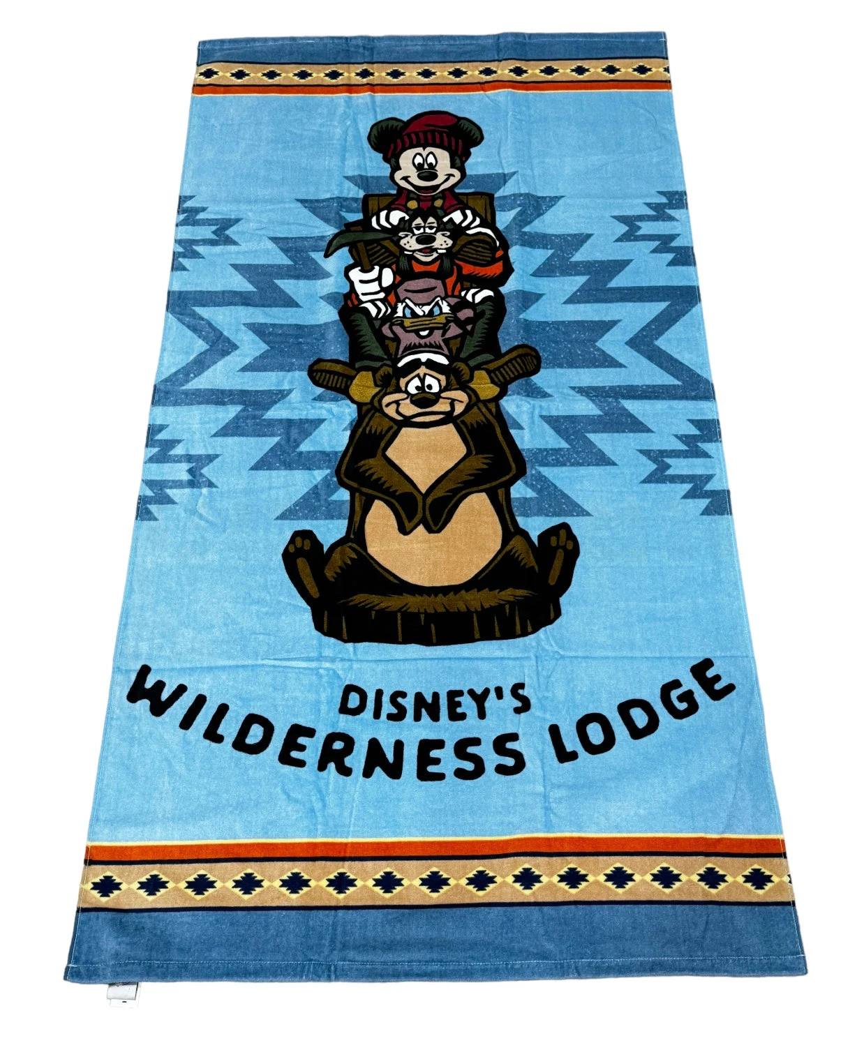 Disney Wilderness Lodge Mickey, Goofy, Humphrey Totem Beach Towel 2023 Blue 1 Disney Wilderness Lodge Mickey, Goofy, Humphrey Totem Beach Towel 2023 Blue