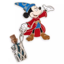 Disney Sorcerer Mickey Mouse Pin With Glitter Vial Dangler โ Fantasia