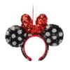 Disney Black With White Polka Dots And Red Bow Sequin Ear Headband Ornament