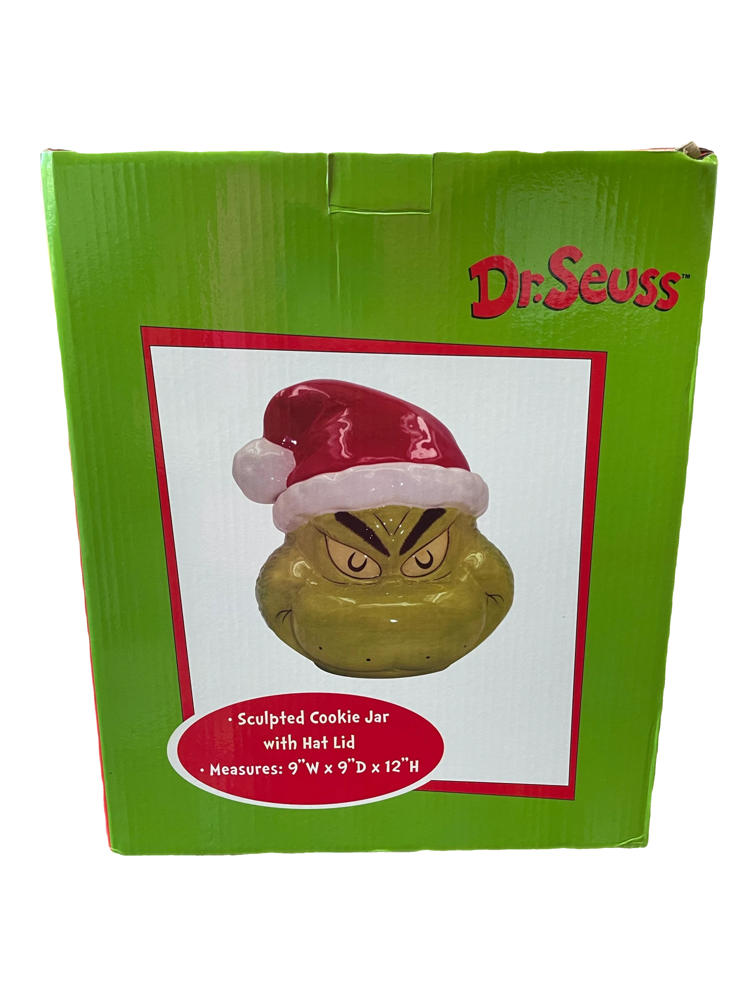 Universal Studios Dr. Seuss Grinch Sculpted Cookie Jar With Hat Lid 2 Universal Studios Dr. Seuss Grinch Sculpted Cookie Jar With Hat Lid - Image 2