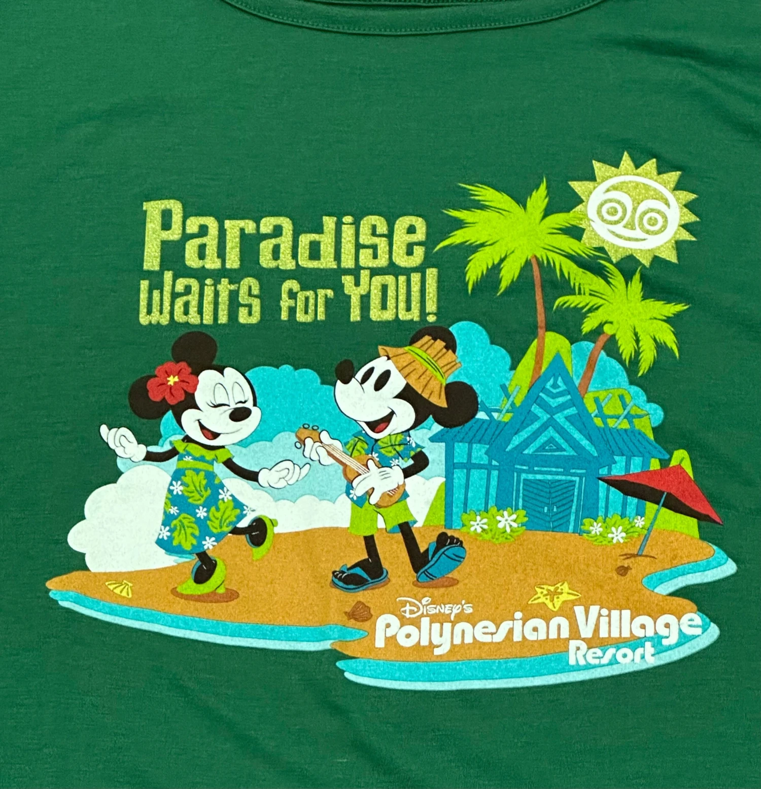 Disney Polynesian Village Resort Mickey & Minnie Glitter Ladies Shirt 2 Disney Polynesian Village Resort Mickey & Minnie Glitter Ladies Shirt - Image 2