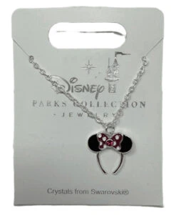 Disney Parks Jewelry Collection-Minnie Black And Red Ear Headband Necklace
