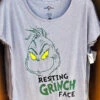 Universal Studios Resting Grinch Face Glitter Ladies Shirt