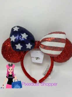 Disney Minnie Mouse Americana Sequined Ear Headband With Bow -Disney image 04c667d6 1613 4e48 8210 abaafcfd8579 scaled
