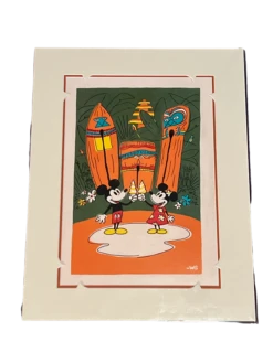 Disney "Adventureland" Minnie & Mickey Dole Whip By Will Gay 14x18" Matted Print