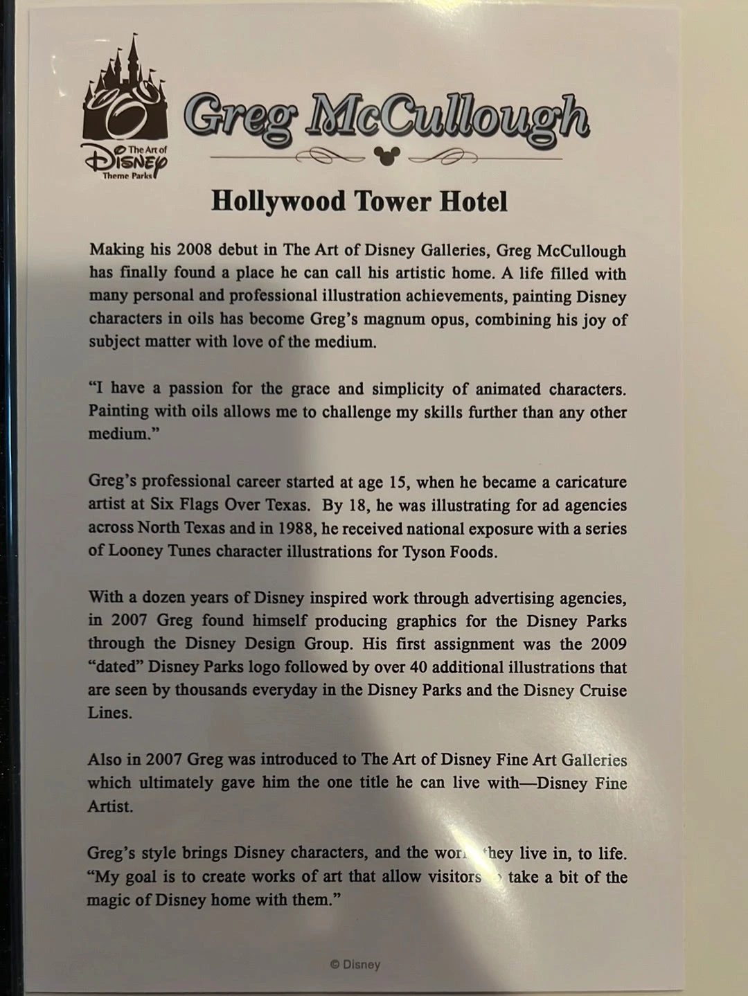 Disney “Hollywood Tower Hotel” Matted Print SIGNED By Greg McCullough 2 Disney “Hollywood Tower Hotel” Matted Print SIGNED By Greg McCullough - Image 2