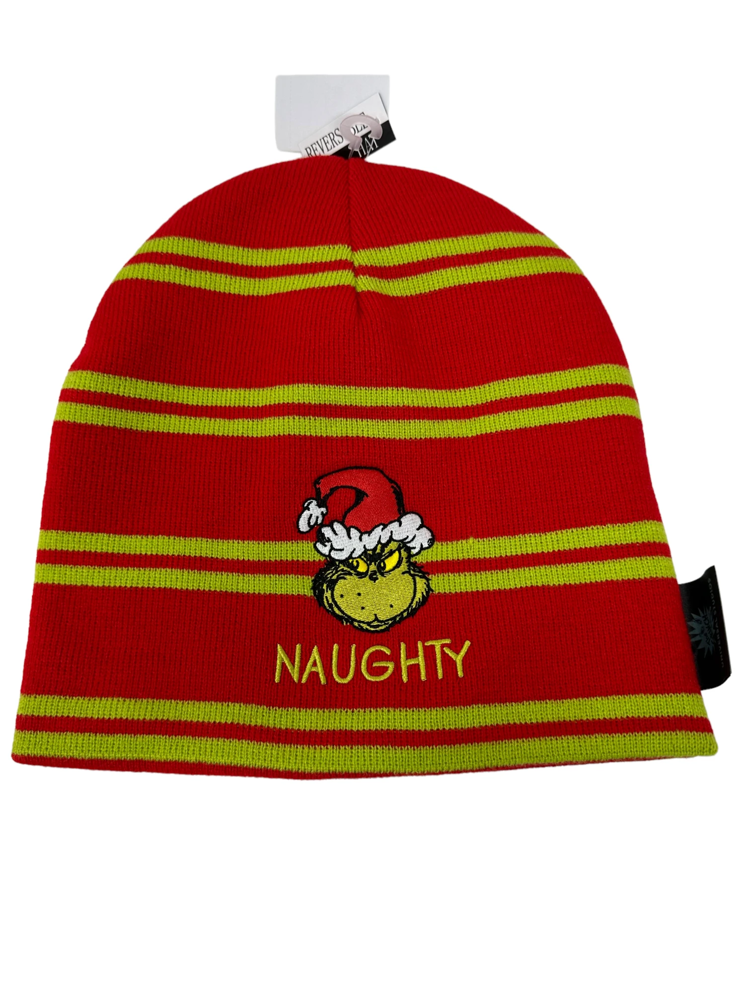 Universal Studio Dr. Seuss Grinch Naughty Nice Reversible Knit Hat 3 Universal Studio Dr. Seuss Grinch Naughty Nice Reversible Knit Hat - Image 3