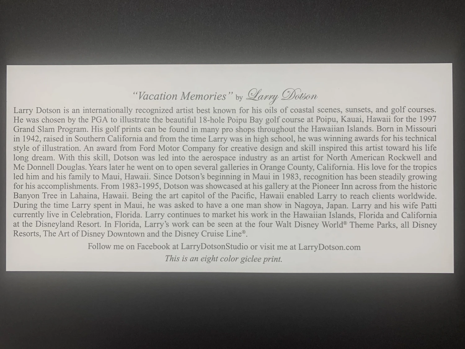 Disney Print “Pirates Of The Caribbean” By Larry Dotson 11x14" Matted Print 2 Disney Print “Pirates Of The Caribbean” By Larry Dotson 11x14" Matted Print - Image 2