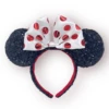 Disney Red And White Polka Dot Black Sequin Minnie Mouse Ear Headband For Adults