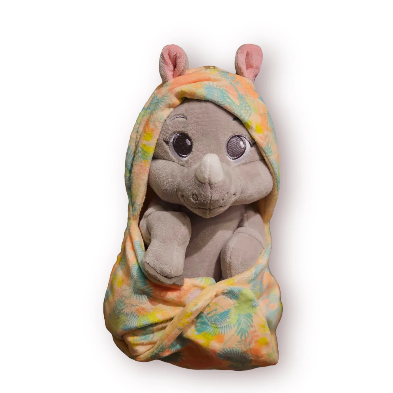 Disney Babies Rhino Plush In Hooded Blanket Pouch